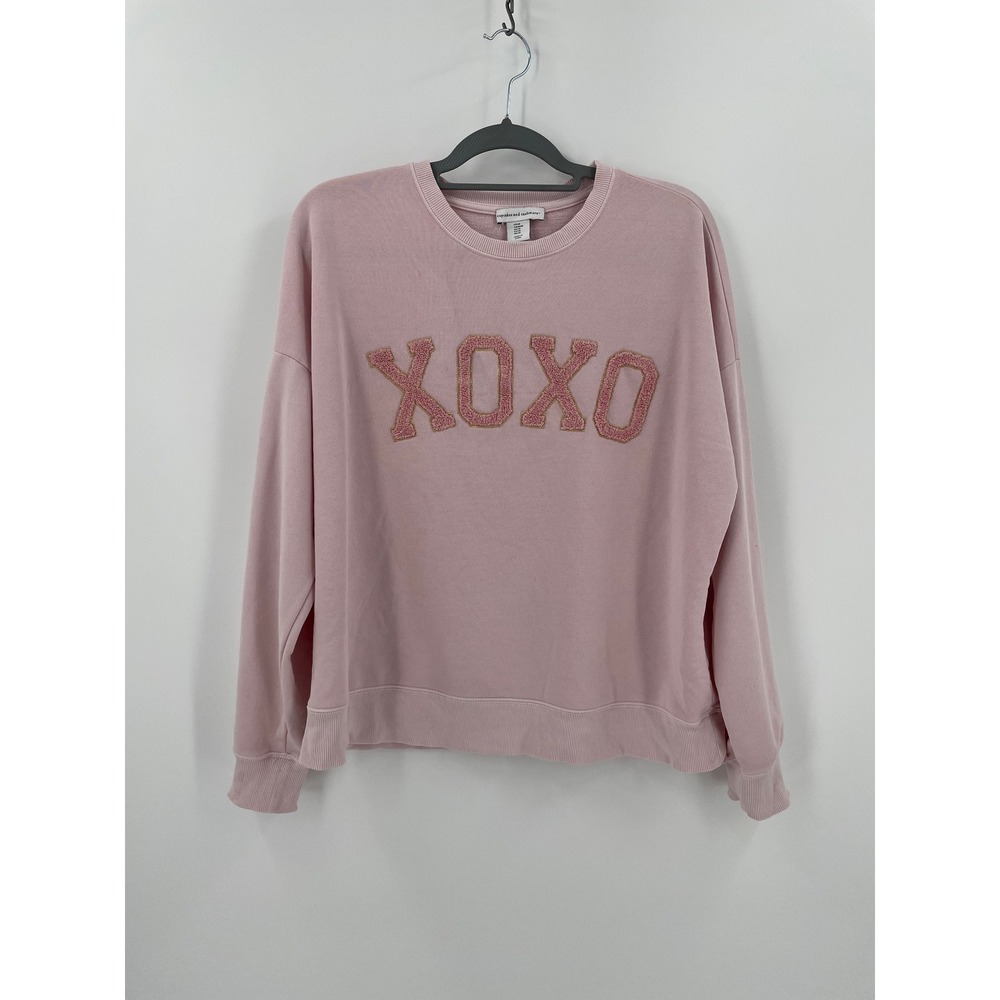 Cupcakes and Cashmere Pink XOXO Chenille Patch Sweatshirt Womens M